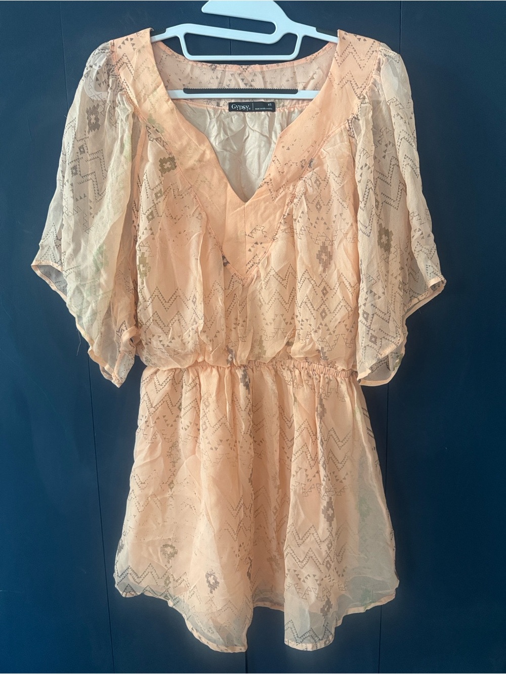 Gypsy 05 100% Silk Geometric Mini Dress - XS
